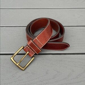 John W Nordstrom Classic Leather Belt Brown Solid Brass Buckle Size 40